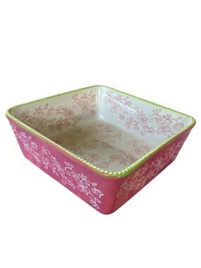 Temp-tations by Tara Square 1.5 Qt Baking Dish Floral Lace Oven Microwave Safe